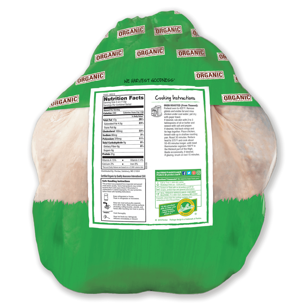 Perdue Harvestland Organic Whole Chicken With Giblets and Necks