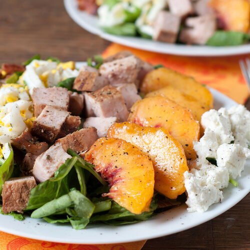 Healthy Cobb Salad with Pork and Peaches