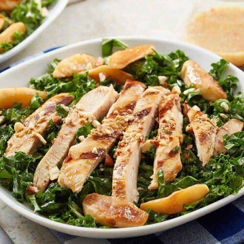 Chicken and Apple Kale Salad With Warm Cider Dressing