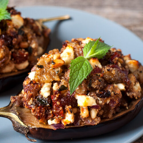 Greek Lamb-Stuffed Eggplant