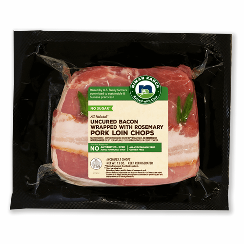 Bacon-Wrapped Pork Loin Chop With Rosemary