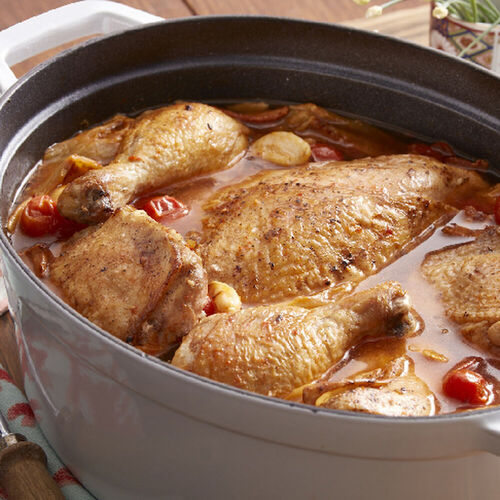 Simmered Chicken With Kimchi Sauce and Egg Noodles