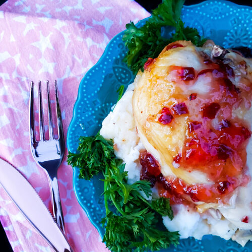 Cranberry Chicken Over Potatoes