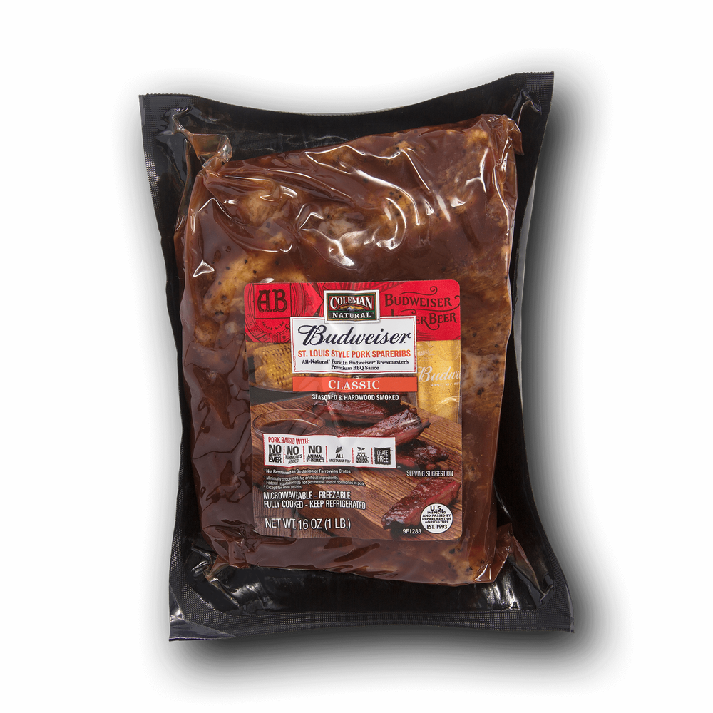 Coleman Natural St. Louis-Style Half Rack Sparerib With Budweiser Brewmaster's Classic BBQ Sauce image number 1