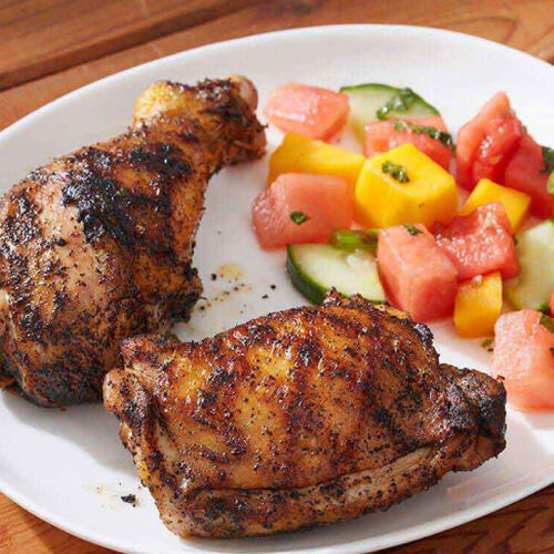 Grilled Chili-Coffee Chicken With Tropical Salad