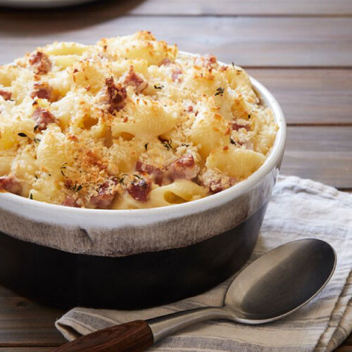Smoked Gouda and Sausage-Infused Mac and Cheese