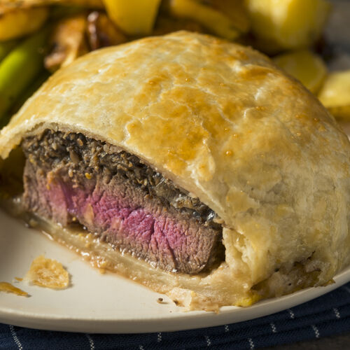 Individual Beef Wellingtons with Caramelized Onions and Compound Butter