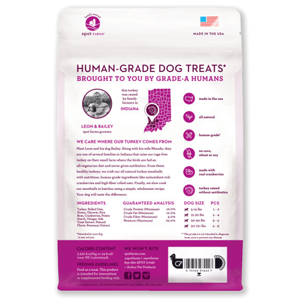 Spot Farms Turkey Meatballs with Cranberries Dog Treats image number 1