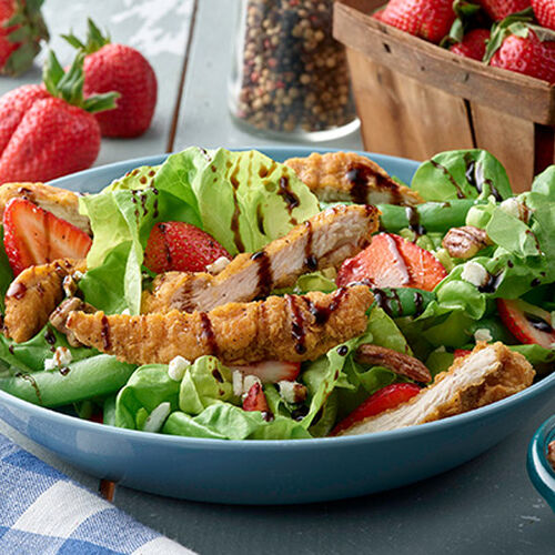 Bibb Lettuce Salad with Chicken Strips and Strawberries