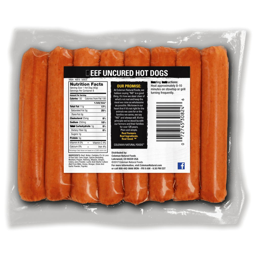 Coleman Natural Uncured Beef Hot Dogs image number 1