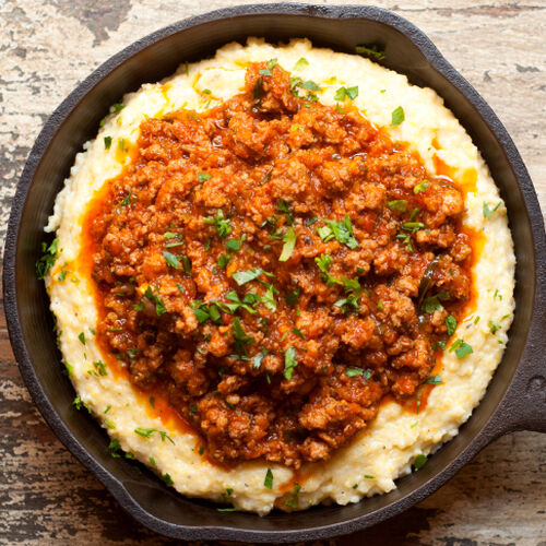 Two-Meat Ragu With Cheesy Polenta