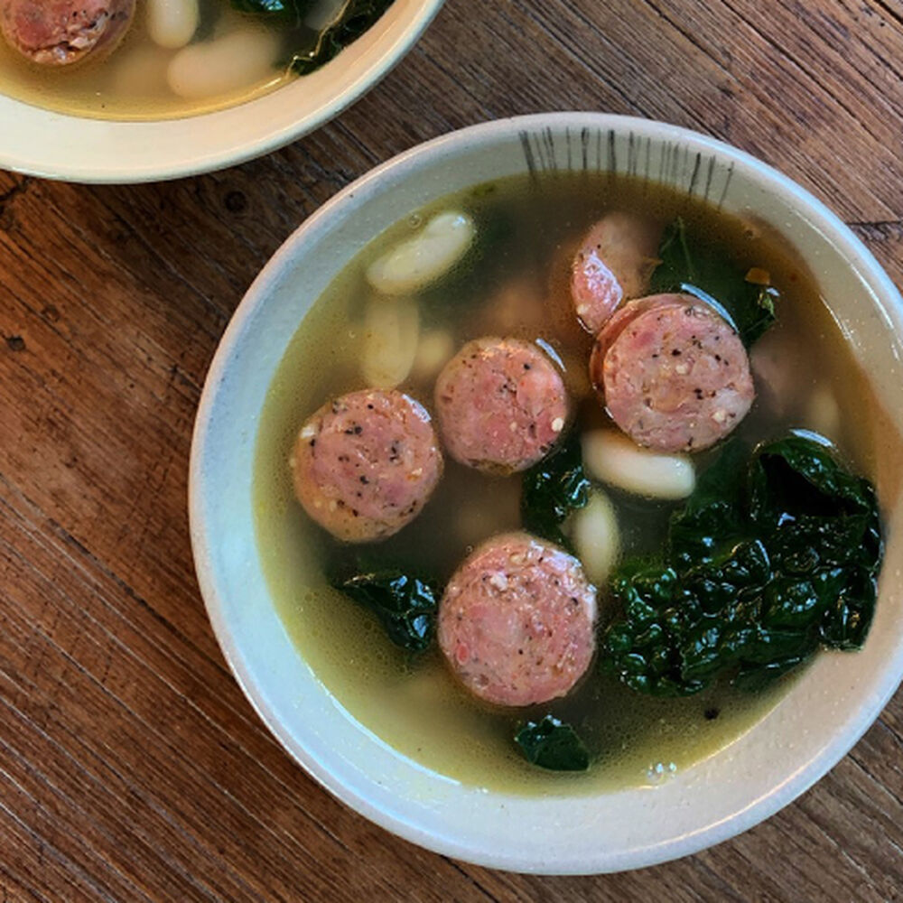 White Bean, Kale and Smoky Andouille Sausage Soup image number 0