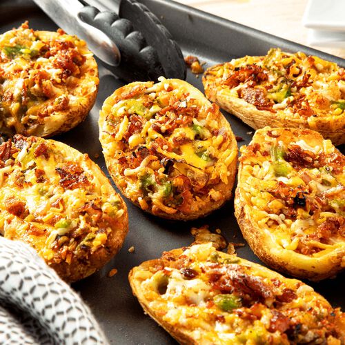 Hatch Green Chile and Uncured Bacon Potato Skins