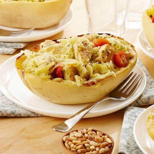 Spaghetti Squash With Chicken Pesto