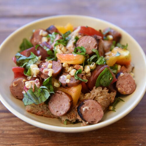 Italian Tomato, Bread and Sausage Salad