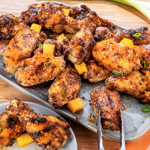 Grilled Jerk Chicken Wings with Mango Sauce