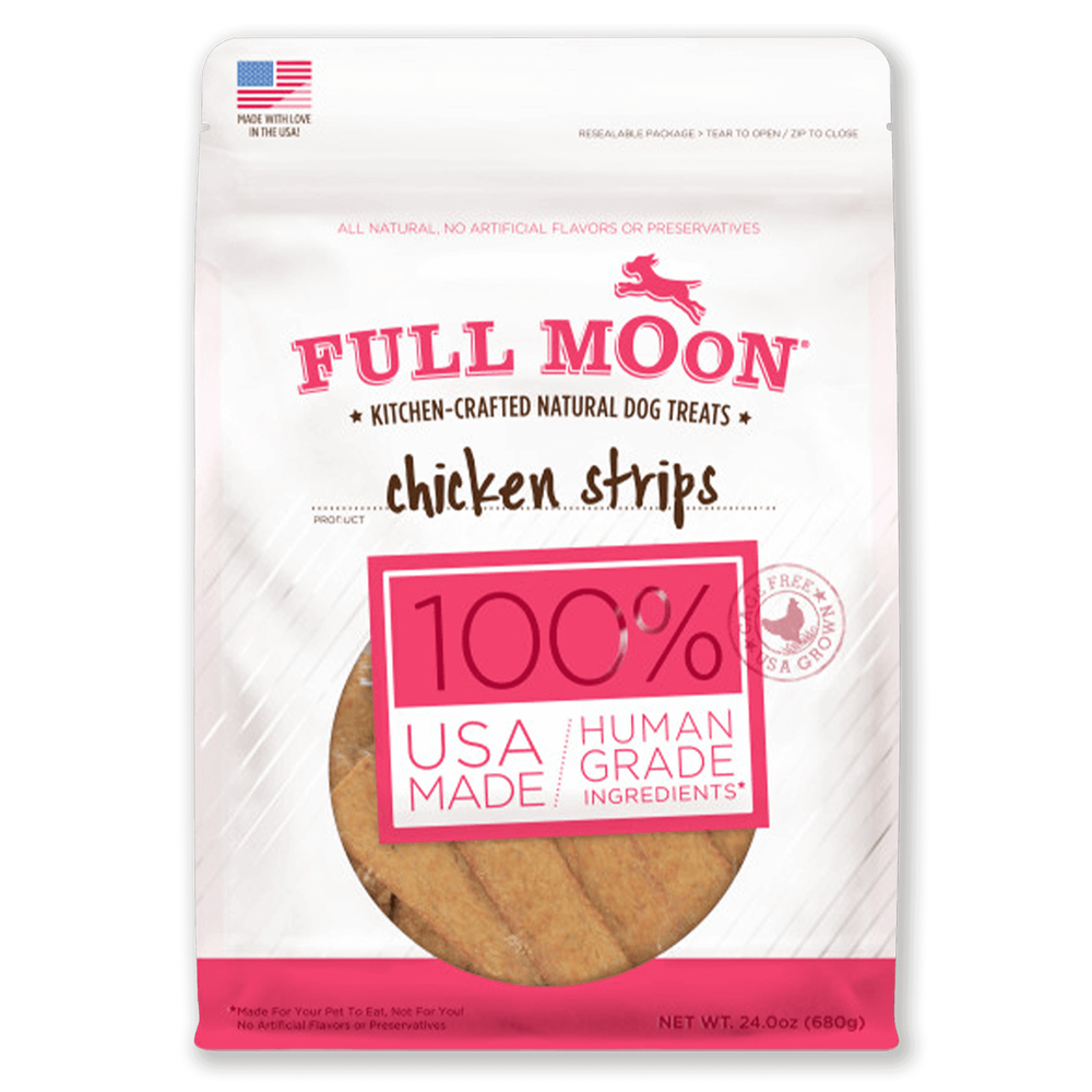 Full Moon All Natural Human Grade Dog Treats, Chicken Strips, 24Oz