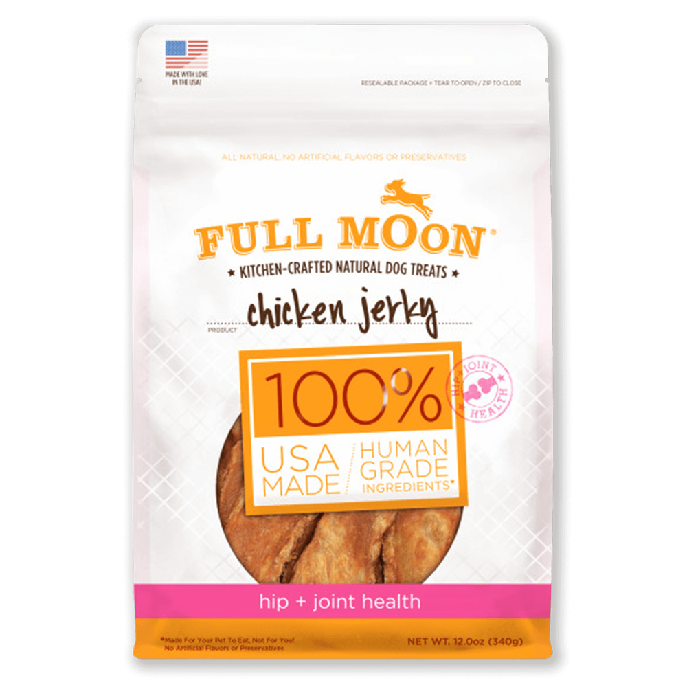 Full Moon All Natural Human Grade Dog Treats for Hip Joint Health Chicken Jerky 12 Oz. Perdue Farms