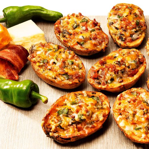 Hatch Green Chile and Uncured Bacon Potato Skins