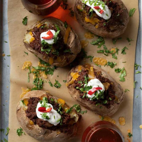 Shredded Meat-Topped Baked Potato