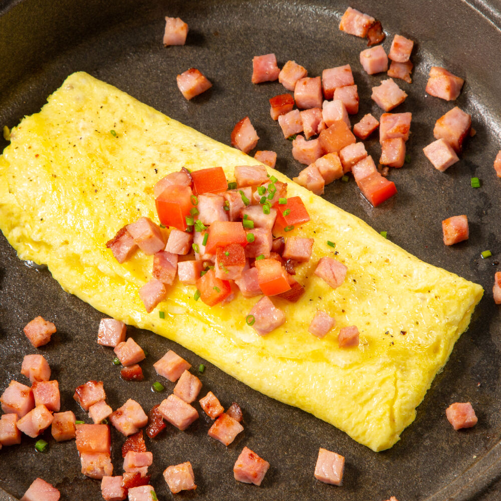 leftover ham and cheese omelette