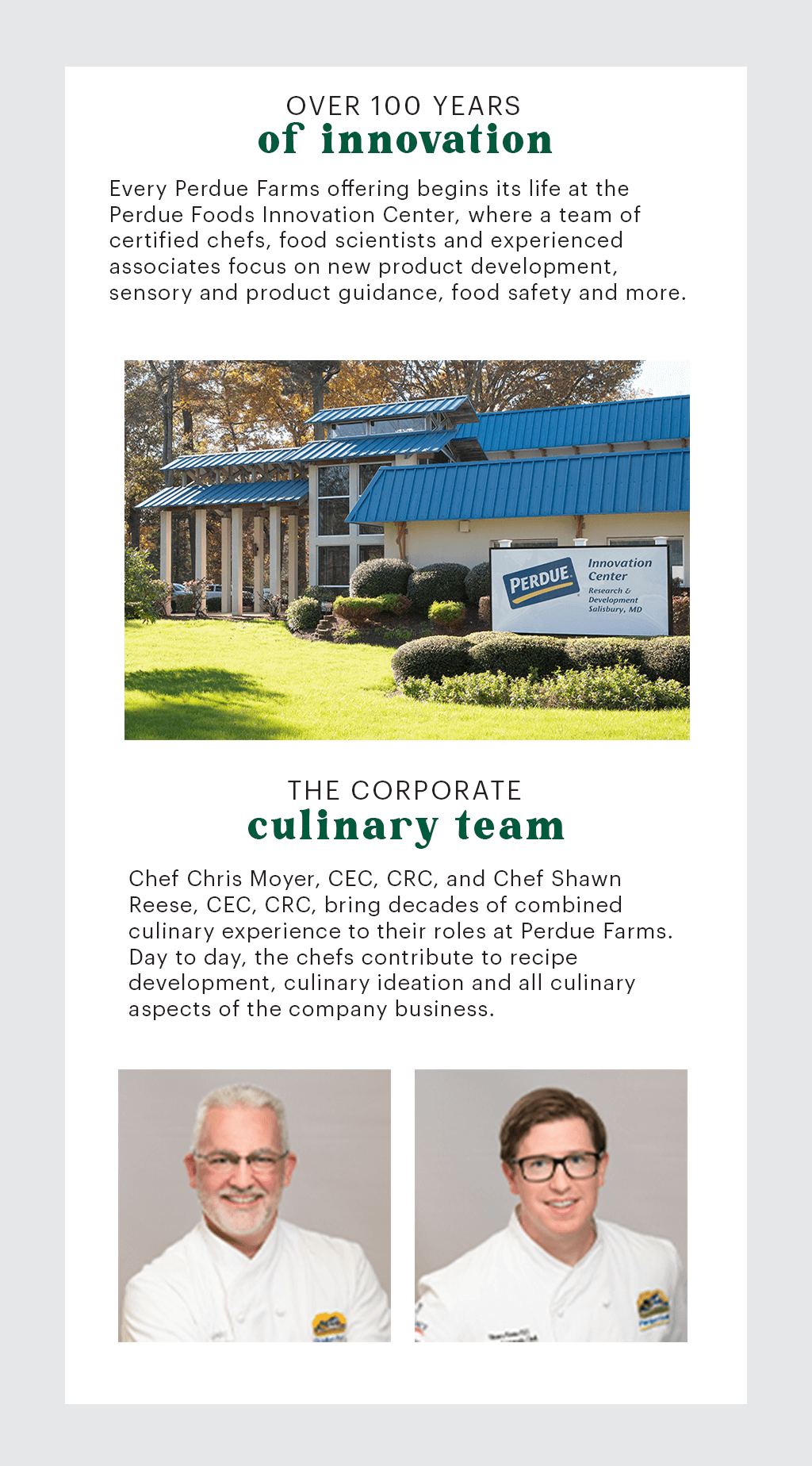 Perdue Innovation Center and Culinary Team