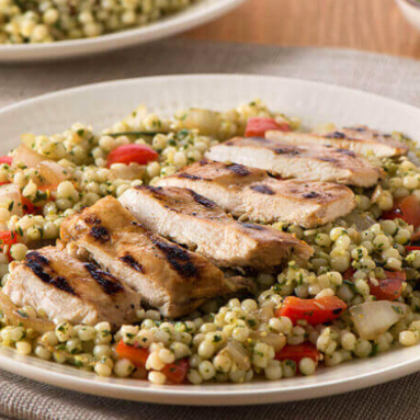 grilled chicken and pesto couscous