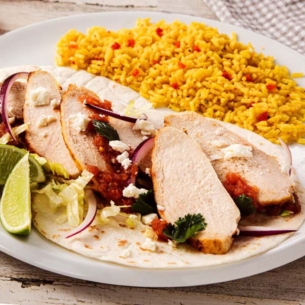 sliced organic chicken breast tacos