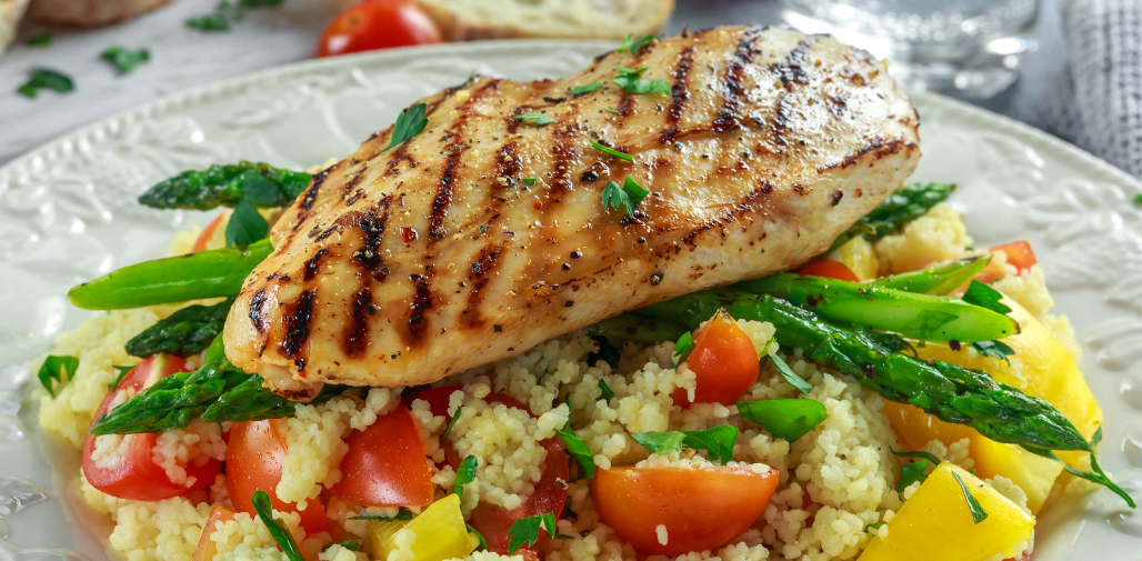 tasty chicken recipes - grilled chicken with pesto couscous